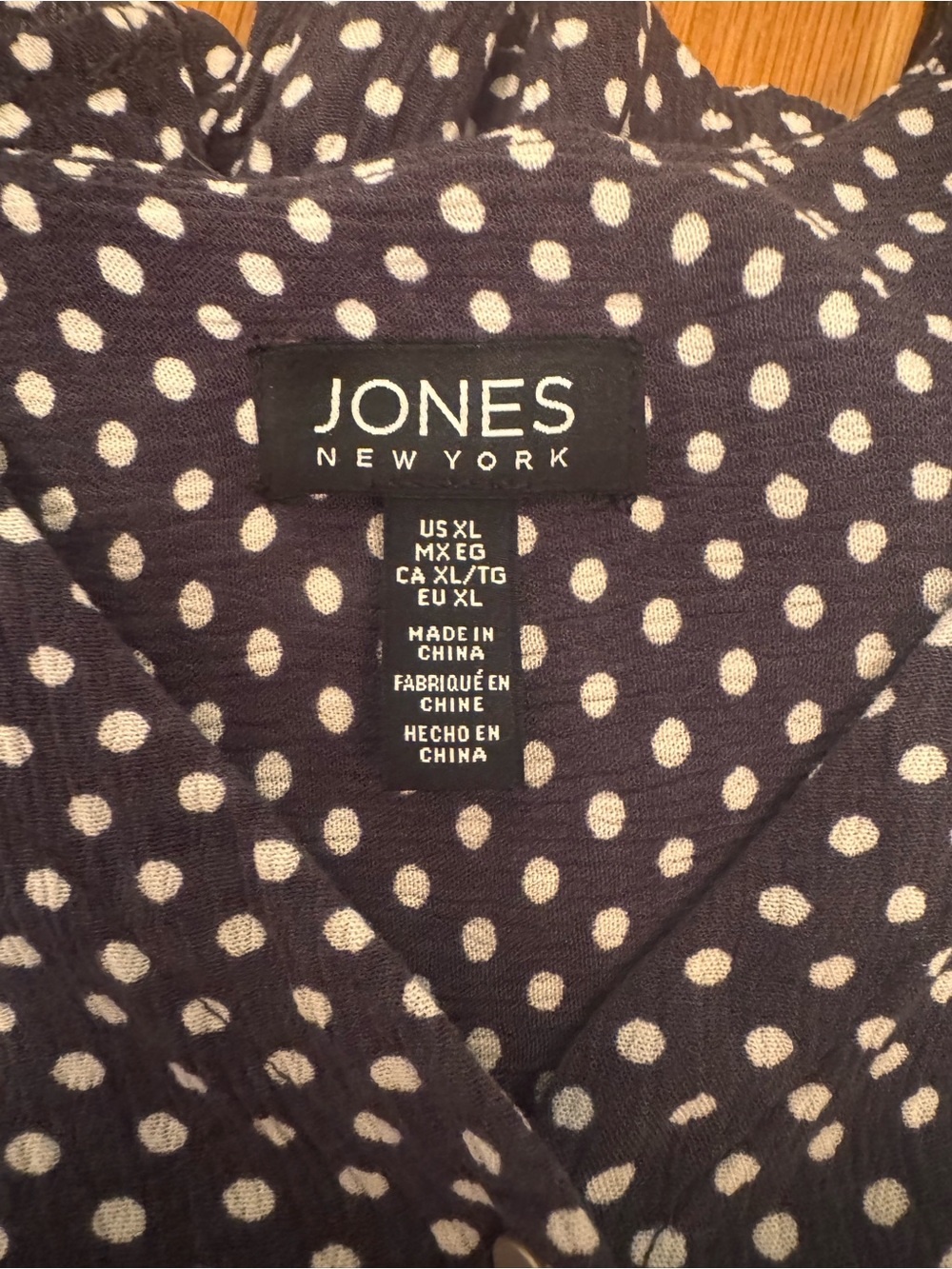 Jones New York Black Blouse with White Polka Dots - Picture 6 of 6